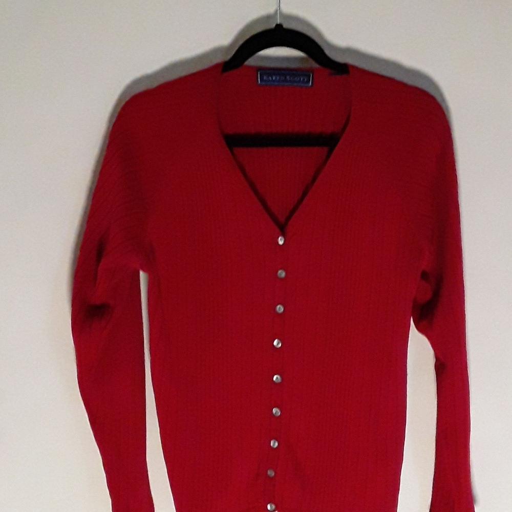 Karen Scott knit red cardigan